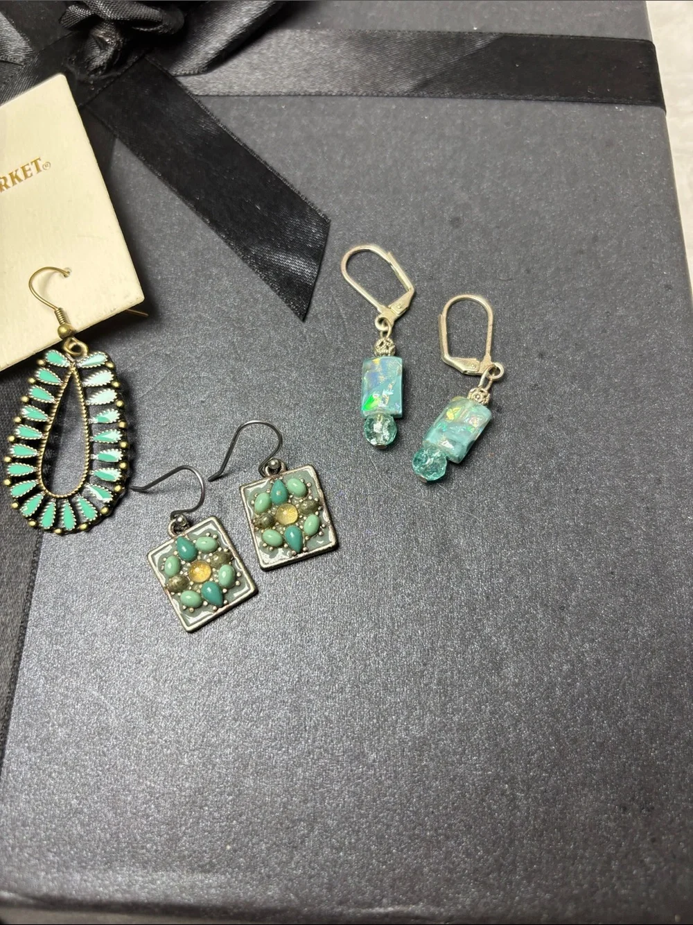 3 pairs of Blueish Turquoise Earrings - Picture 3 of 3
